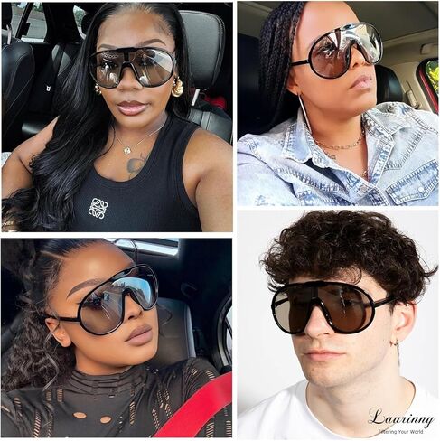 Trendy Oversized Sunglasses for Women Men Fashion Shield Big Aviator Sun Glasses UV400 Protection Goggles in Kuwait