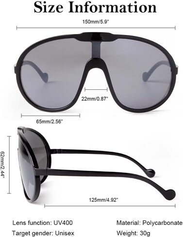 Trendy Oversized Sunglasses for Women Men Fashion Shield Big Aviator Sun Glasses UV400 Protection Goggles in Kuwait