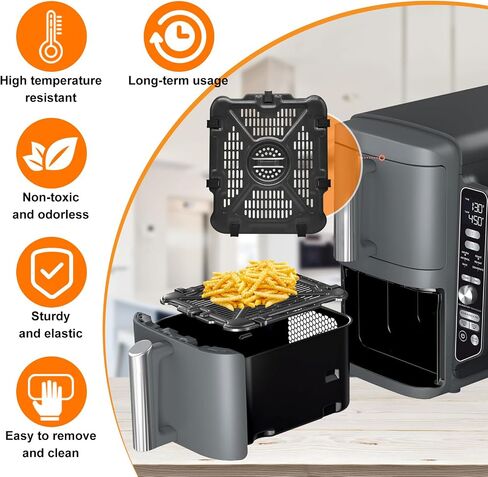Air Fryer Grill Pan for Ninja Air Fryers, 2 Packs Replacement Air Fryer Crisper Plate Grill Plate Tray Accessories with Rubber Bumpers for Ninja Foodi DZ201 DZ100 DZ090 Air Fryer, Dishwasher Safe in Kuwait