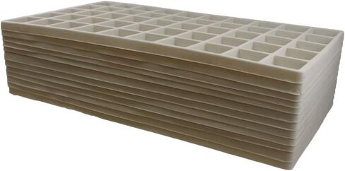 N'icePackaging - 50 فتحة (1 1/8 بوصة × 1 1/4 بوصة) إدراج صينية تخزين متجمعة - للمجوهرات وتنظيم البضائع - 14 1/8 بوصة × 7 5/8 بوصة × 1/2 بوصة in Kuwait