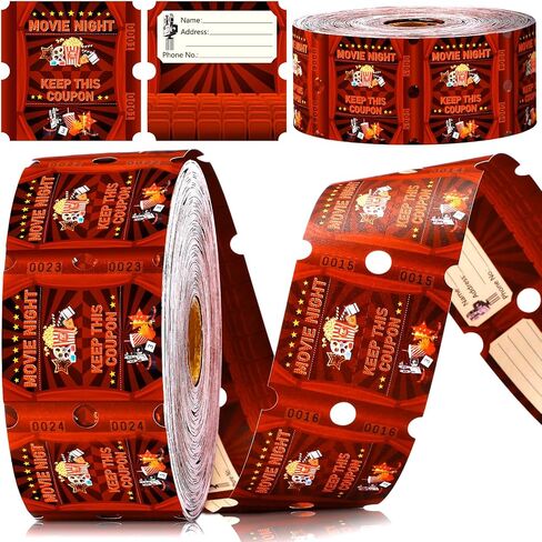 1000 Pcs Carnival Roll Tickets Raffle Tickets 2" x 2" Carnival Circus Party Tickets Double Roll 2000 Sheets Total 50/50 Raffle Tickets Stamps Party for Events Entry Class Reward Prizes in Kuwait