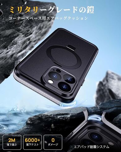 Lanhiem for iPhone 14 Case with Kickstand, IP68 Waterproof Dustproof Built-in Screen Protector, Full Body Shockproof Protective Front and Back Cover for iPhone 14, 6.1 Inch (Black) in Saudi Arabia