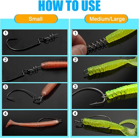 100PCS Spring Twist Lock Centering Pin Assorted Size 14MM 35MM 45MM Fishing Hook Fishing Baits Lure Rigs for Soft Lure Bait Worm Crank in Saudi Arabia