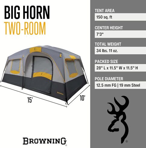 Browning Camping Big Horn Two-Room Tent - Charcoal/Gray in Kuwait