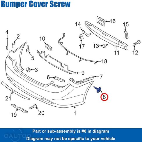 OAUTOO 20pcs Bumper Cover Fender Liner & Rocker Panel Molding Tapping Screw for Hyundai 12493-05207-E Accent Azera Genesis Santa Sonata Tucson fits Kia Rio Soul Sportage in Saudi Arabia