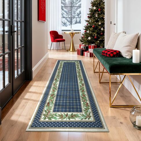garveehome 2x6 سجادة عداء عيد الميلاد للممر: سجاد عداء عيد الميلاد قابل للغسل في الغسالة للمطبخ مع دعم غير قابل للانزلاق، مدخل المدخل حصيرة قابلة للغسل، كومة منخفضة ناعمة غير قابلة للانزلاق سجادة حمام 2 * 6 قدم أحمر in Kuwait