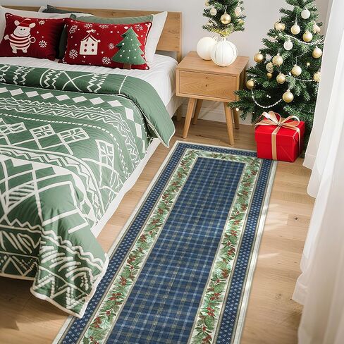 garveehome 2x6 سجادة عداء عيد الميلاد للممر: سجاد عداء عيد الميلاد قابل للغسل في الغسالة للمطبخ مع دعم غير قابل للانزلاق، مدخل المدخل حصيرة قابلة للغسل، كومة منخفضة ناعمة غير قابلة للانزلاق سجادة حمام 2 * 6 قدم أحمر in Kuwait