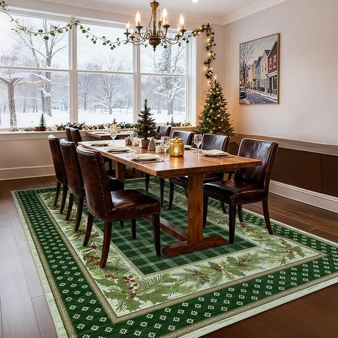 GarveeHome 2x6 Christmas Runner Rug for Hallway: Machine Washable Christmas Runner Rugs for Kitchen with Non-Slip Backing, Hallway Entryway Washable Mat, Soft Low Pile Non-Slip Bathroom Mat 2*6 ft Red in Saudi Arabia