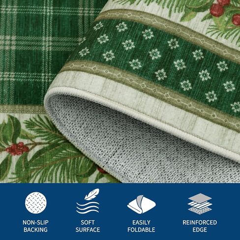 GarveeHome 2x6 Christmas Runner Rug for Hallway: Machine Washable Christmas Runner Rugs for Kitchen with Non-Slip Backing, Hallway Entryway Washable Mat, Soft Low Pile Non-Slip Bathroom Mat 2*6 ft Red in Saudi Arabia