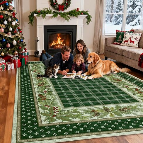 GarveeHome 2x6 Christmas Runner Rug for Hallway: Machine Washable Christmas Runner Rugs for Kitchen with Non-Slip Backing, Hallway Entryway Washable Mat, Soft Low Pile Non-Slip Bathroom Mat 2*6 ft Red in Saudi Arabia