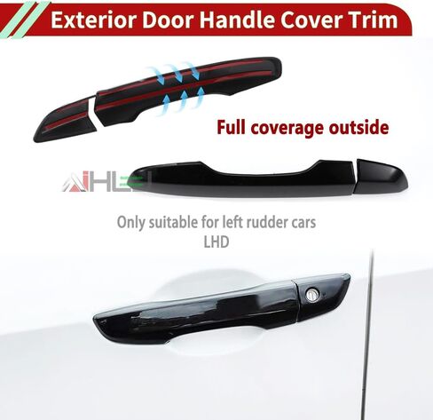 AJHLJ® 8 قطع لملحقات الجيل العاشر من Civic غطاء مقبض الباب الديكور الخارجي متوافق مع Honda Civic 2016 ~ 2021 (بدون ثقوب ذكية بيانو أسود) in Kuwait