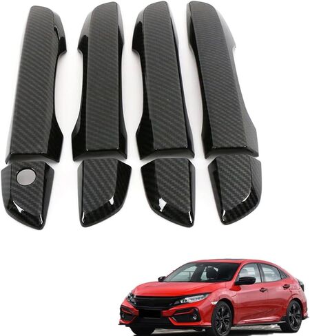 AJHLJ® 8Pcs for 10th Gen Civic Accessories Door Handle Cover Exterior Decoration Compatible with Honda Civic 2016~2021 (No Smart Holes Piano Black) in Kuwait