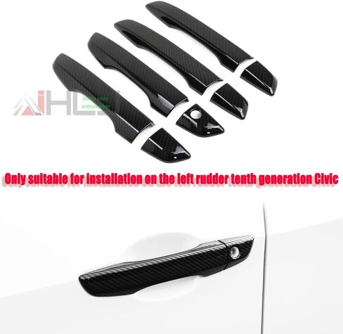 AJHLJ® 8Pcs for 10th Gen Civic Accessories Door Handle Cover Exterior Decoration Compatible with Honda Civic 2016~2021 (No Smart Holes Piano Black) in Kuwait