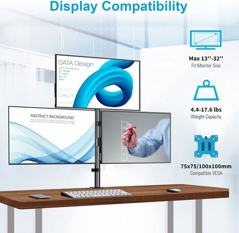 MOUNTUP Quad Monitor Stand, 4 Monitor Desk Mount for 13 to 32 inch Computer Screens, Fully Adjustable Stacked Mount with Tilt Swivel, Four Heavy Duty Monitor Mount, Holds up to 17.6lbs per Arm, MU3007 in Saudi Arabia