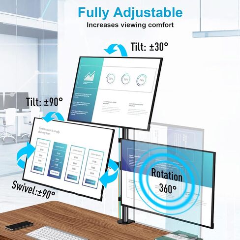 MOUNTUP Quad Monitor Stand, 4 Monitor Desk Mount for 13 to 32 inch Computer Screens, Fully Adjustable Stacked Mount with Tilt Swivel, Four Heavy Duty Monitor Mount, Holds up to 17.6lbs per Arm, MU3007 in Saudi Arabia