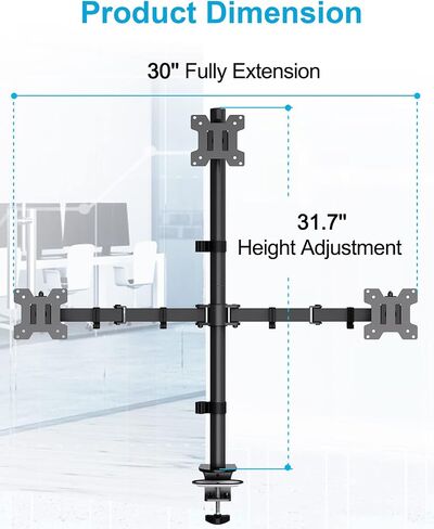 MOUNTUP Quad Monitor Stand, 4 Monitor Desk Mount for 13 to 32 inch Computer Screens, Fully Adjustable Stacked Mount with Tilt Swivel, Four Heavy Duty Monitor Mount, Holds up to 17.6lbs per Arm, MU3007 in Saudi Arabia