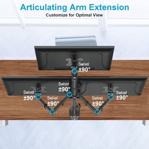 MOUNTUP Quad Monitor Stand, 4 Monitor Desk Mount for 13 to 32 inch Computer Screens, Fully Adjustable Stacked Mount with Tilt Swivel, Four Heavy Duty Monitor Mount, Holds up to 17.6lbs per Arm, MU3007 in Saudi Arabia