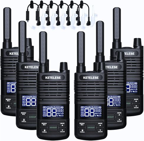 FRS Walkie Talkie Set for Adults, Long Range Two-Way Radio, with Earpiece Family Radio Walkie-Talkie, NOAA, VOX, Water-Resistant Design for Outdoor Adventures(2 Pack), Black in Saudi Arabia