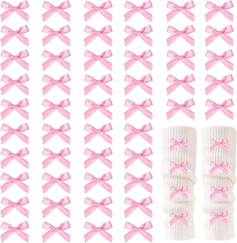 30PCS Pink Ribbon Bow Charms for Junk Socks,1.37 Inch Mini Sock Jewelry Charms Pins for Shoes, Hats, Clothing Accessories, Y2K Coquette Brooch Pins for Women Teens in Saudi Arabia