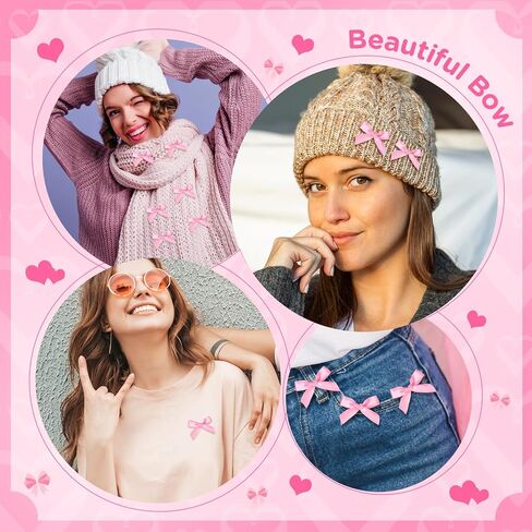 30PCS Pink Ribbon Bow Charms for Junk Socks,1.37 Inch Mini Sock Jewelry Charms Pins for Shoes, Hats, Clothing Accessories, Y2K Coquette Brooch Pins for Women Teens in Saudi Arabia