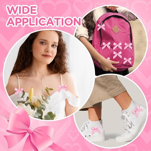 30PCS Pink Ribbon Bow Charms for Junk Socks,1.37 Inch Mini Sock Jewelry Charms Pins for Shoes, Hats, Clothing Accessories, Y2K Coquette Brooch Pins for Women Teens in Saudi Arabia