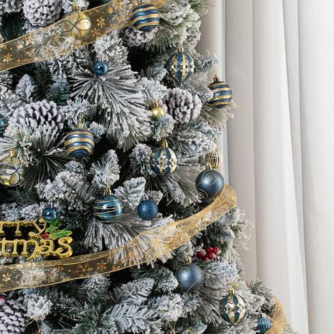 100Pcs Christmas Balls Ornaments Set, Shatterproof Christmas Decorations with Hand-held Gift Package for Xmas Tree/Holiday/Wedding/Holiday/Party Decor (Blue & Gold) in Kuwait