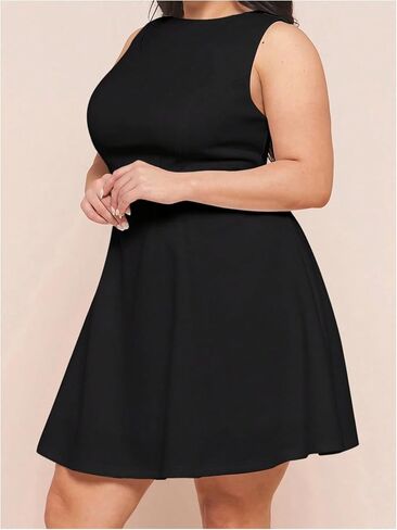 Women's Plus Size Mini Dress Ruffle Cocktail Dress Crewneck Sleeveless A Line Mini Sundress for Wedding Guest in Saudi Arabia