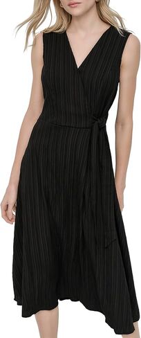 DKNY Women's Sleeveless Surplice Neck Partially Lined Faux Wrap Shirtdress in Saudi Arabia