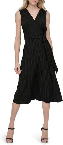 DKNY Women's Sleeveless Surplice Neck Partially Lined Faux Wrap Shirtdress in Saudi Arabia