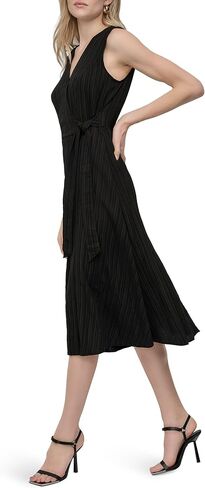 DKNY Women's Sleeveless Surplice Neck Partially Lined Faux Wrap Shirtdress in Saudi Arabia