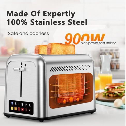 محمصة خبز 4 شرائح، محمصة خبز كلاسيكية من الفولاذ المقاوم للصدأ مع 7 إعدادات للظل، أفضل محمصة خبز للوافل، 4 شرائح محمصة خبز واسعة مع 3 أوضاع، الخبز والمزيد من أفران محمصة Lainsten T-527 (أسود-527) in Kuwait