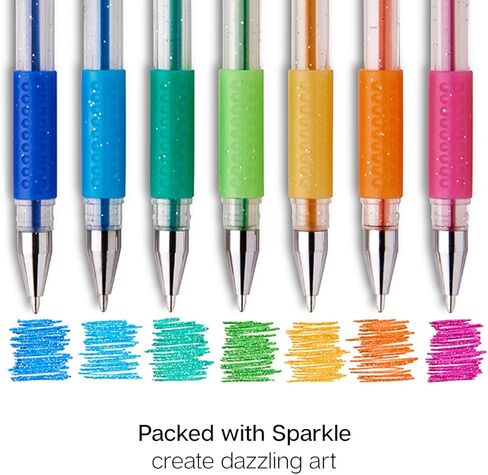 KingArt 400-12 Glitter Rollerball Gel Pens, 12 Sparkling Colors with Soft-Grip Comfort, XL Ink Cartridge - More Ink, Great for All Ages, Writing, Coloring, Doodling, Scrapbooking, Journaling & More in Kuwait