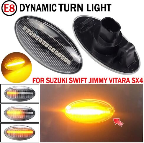 AJHLJ® 2Pcs LED Side Marker Light Turn Signal Lamp Compatible with Suzuki Grand Vitara Vtarai Jimny Swift SX4 S-Cross APV Arena XL7 Alto Fiat Sedici Fender Light (Black) in Kuwait