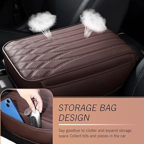 for Hyundai Santa Fe 2021-2024 2025 Car Center Console Cover, Microfiber Leather Armrest Cover Cushion, with 2 Side Storage Pockets,Hand Rest Pillow with Height Increase,Black in Saudi Arabia