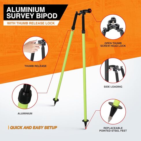 Tripod Bipod Surveying Thumb Release, Aluminum Tripod Bipod for Prism Poles Surveying or GPS Poles of Total Station GPS GNSS in Kuwait