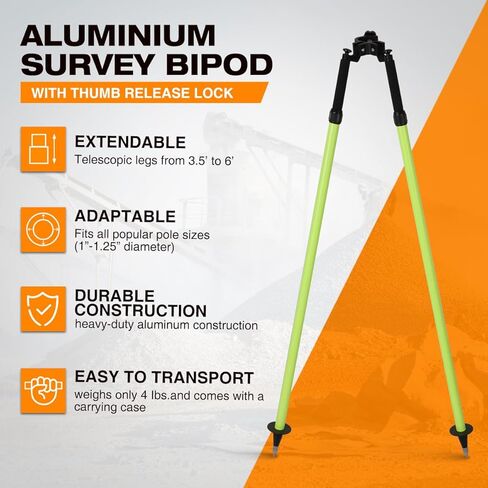 Tripod Bipod Surveying Thumb Release, Aluminum Tripod Bipod for Prism Poles Surveying or GPS Poles of Total Station GPS GNSS in Kuwait