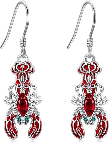 Ocean Earrings 925 Sterling Silver Jellyfish/Lobster/Seahorse Dangle Drop Earrings Abalone Shell Crawfish Sea Jewelry Mothers Gifts for Women Mom Grandma in Saudi Arabia