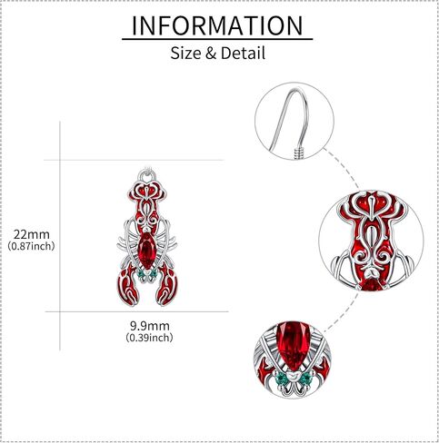 Ocean Earrings 925 Sterling Silver Jellyfish/Lobster/Seahorse Dangle Drop Earrings Abalone Shell Crawfish Sea Jewelry Mothers Gifts for Women Mom Grandma in Saudi Arabia
