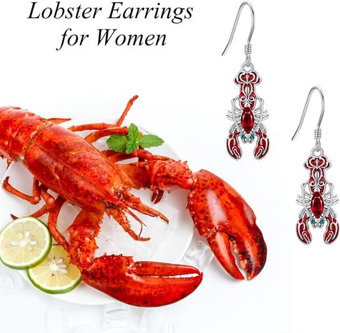Ocean Earrings 925 Sterling Silver Jellyfish/Lobster/Seahorse Dangle Drop Earrings Abalone Shell Crawfish Sea Jewelry Mothers Gifts for Women Mom Grandma in Saudi Arabia