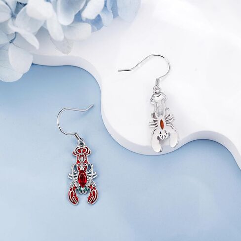 Ocean Earrings 925 Sterling Silver Jellyfish/Lobster/Seahorse Dangle Drop Earrings Abalone Shell Crawfish Sea Jewelry Mothers Gifts for Women Mom Grandma in Saudi Arabia