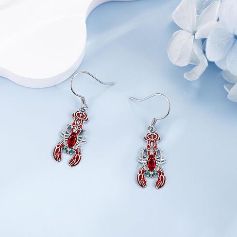 Ocean Earrings 925 Sterling Silver Jellyfish/Lobster/Seahorse Dangle Drop Earrings Abalone Shell Crawfish Sea Jewelry Mothers Gifts for Women Mom Grandma in Saudi Arabia