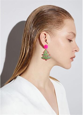 Unique Personality Acrylic Christmas Tree Truck Earrings Handmade Lightweight Creative Cartoon Christmas Tree Drop Dangle Earrings Jewelry For Women Festival Gifts in Kuwait