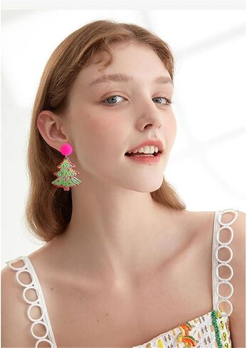 Unique Personality Acrylic Christmas Tree Truck Earrings Handmade Lightweight Creative Cartoon Christmas Tree Drop Dangle Earrings Jewelry For Women Festival Gifts in Kuwait