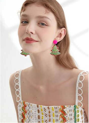 Unique Personality Acrylic Christmas Tree Truck Earrings Handmade Lightweight Creative Cartoon Christmas Tree Drop Dangle Earrings Jewelry For Women Festival Gifts in Kuwait