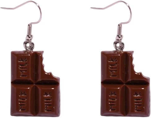 Handmade Chocolate Earrings Funny Resin Sweet Black Lifelike Simulated 3D Candy Food Dessert Lightweight Dangle Drop Earrings for Women Valentine's Day Birthday Party Holiday Jewelry Gifts in Saudi Arabia