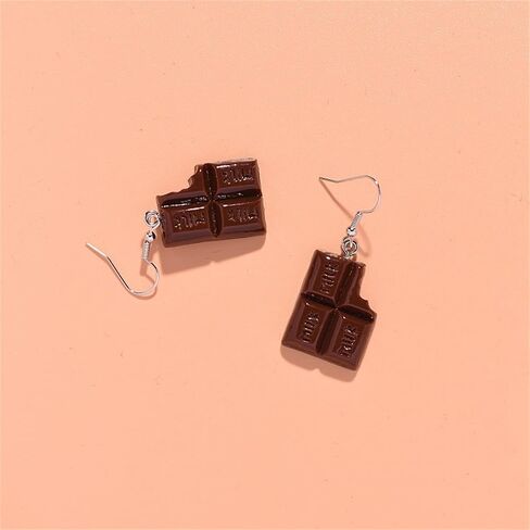 Handmade Chocolate Earrings Funny Resin Sweet Black Lifelike Simulated 3D Candy Food Dessert Lightweight Dangle Drop Earrings for Women Valentine's Day Birthday Party Holiday Jewelry Gifts in Saudi Arabia