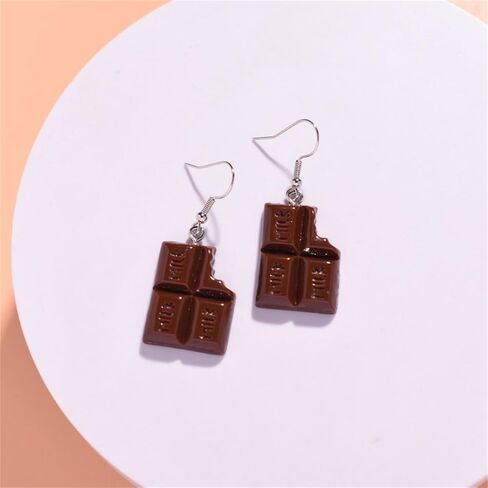 Handmade Chocolate Earrings Funny Resin Sweet Black Lifelike Simulated 3D Candy Food Dessert Lightweight Dangle Drop Earrings for Women Valentine's Day Birthday Party Holiday Jewelry Gifts in Saudi Arabia