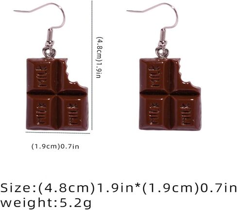 Handmade Chocolate Earrings Funny Resin Sweet Black Lifelike Simulated 3D Candy Food Dessert Lightweight Dangle Drop Earrings for Women Valentine's Day Birthday Party Holiday Jewelry Gifts in Saudi Arabia