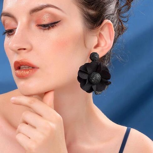 Rattan Flower Drop Earrings Raffia Dangle Boho Statement Earrings for Women in Saudi Arabia