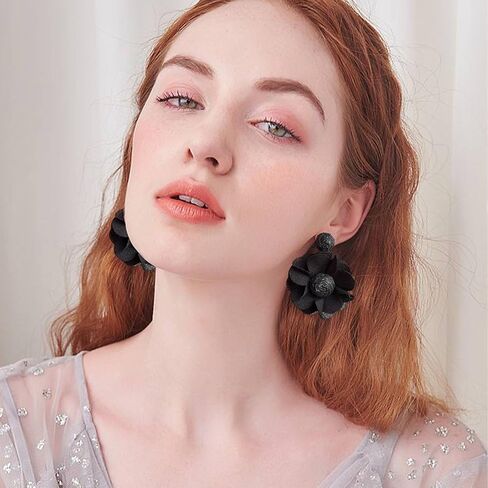 Rattan Flower Drop Earrings Raffia Dangle Boho Statement Earrings for Women in Saudi Arabia